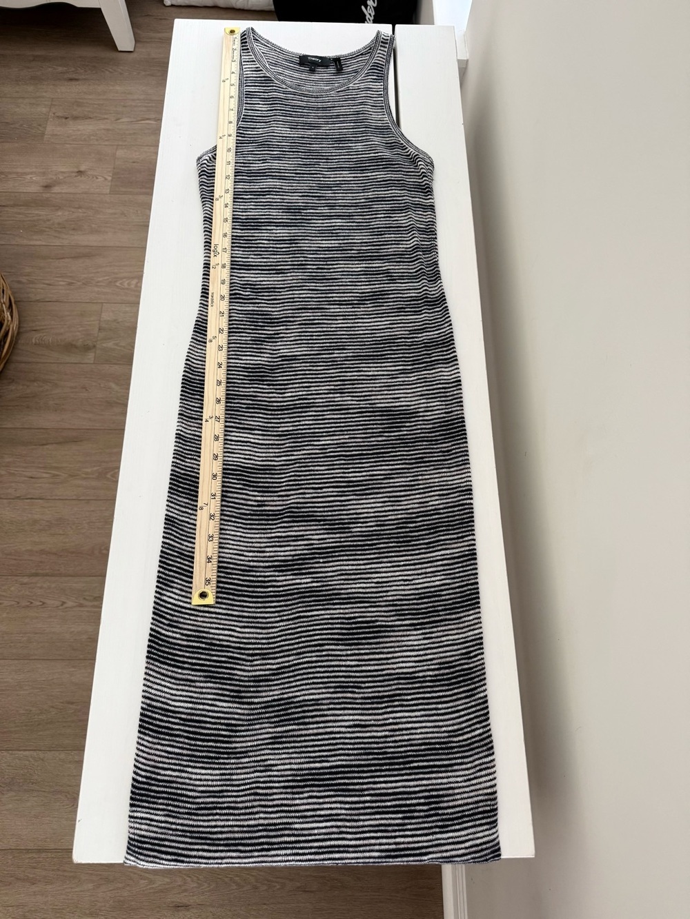 Theory Intrella Space Dye Linen Knit Sleeveless Maxi Dress Gray Small - Picture 7 of 8